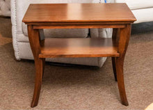 Dark Stained Walnut Side Table With Lower Shelf