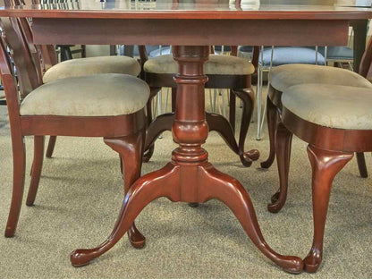 Hitchcock Double Pedestal Cherry Extension Dining Table & Set of 6 Chairs