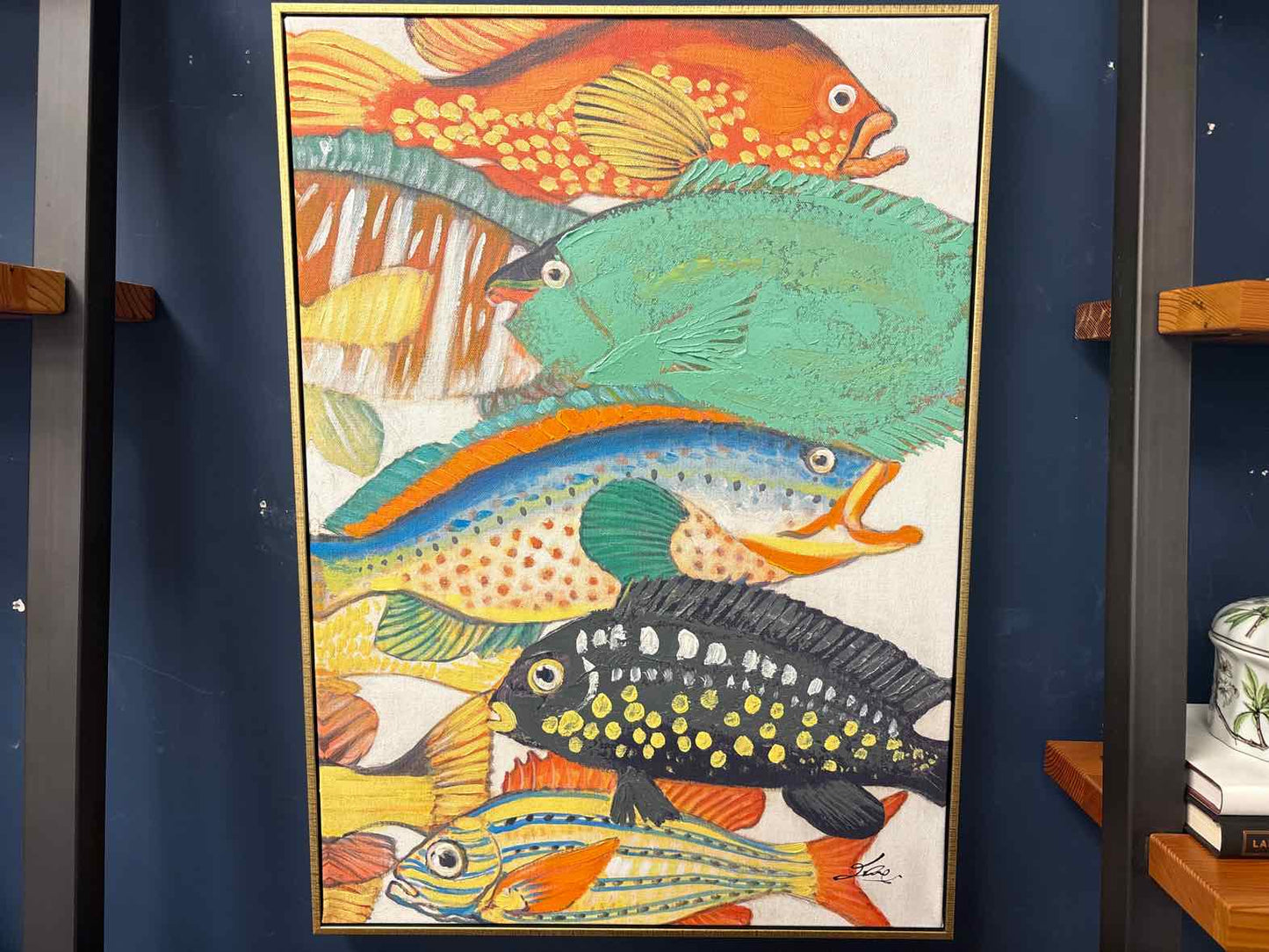 Set of Two Colorful Tropical Fish Paintings