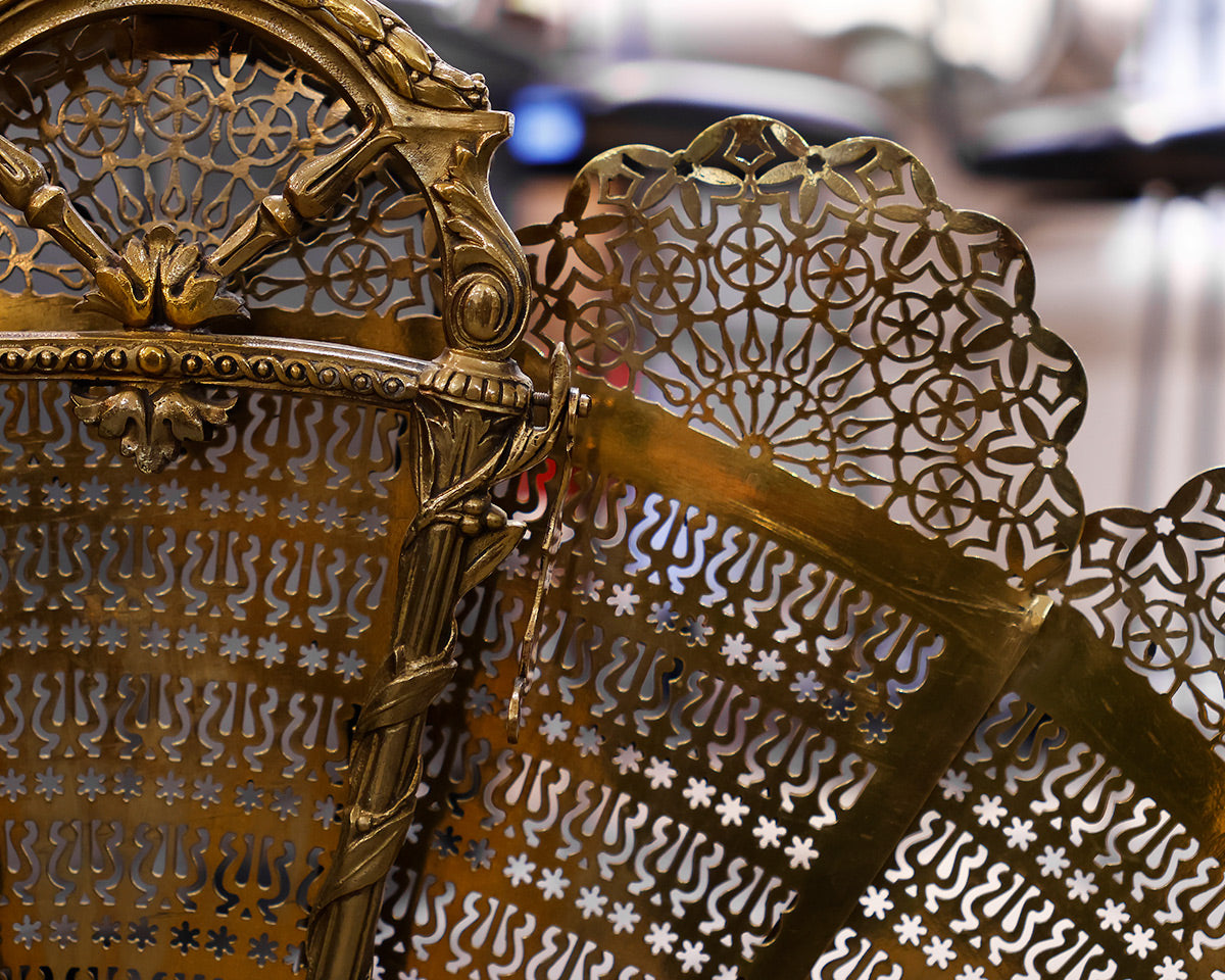 Brass Peacock Fireplace Cover