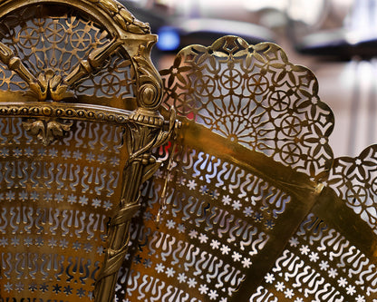 Brass Peacock Fireplace Cover