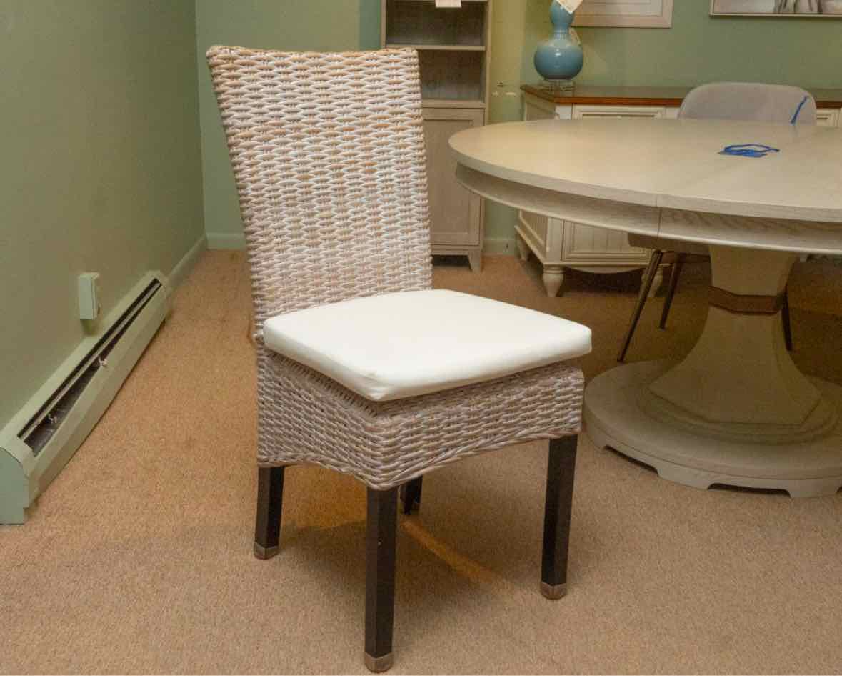 Classic Concept Inc White Washed Jute Wicker Side  ChairWith Cushion