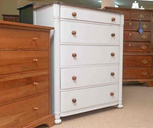 Paine Furniture White Finish 5 Drawer Mahogany Top  Chest