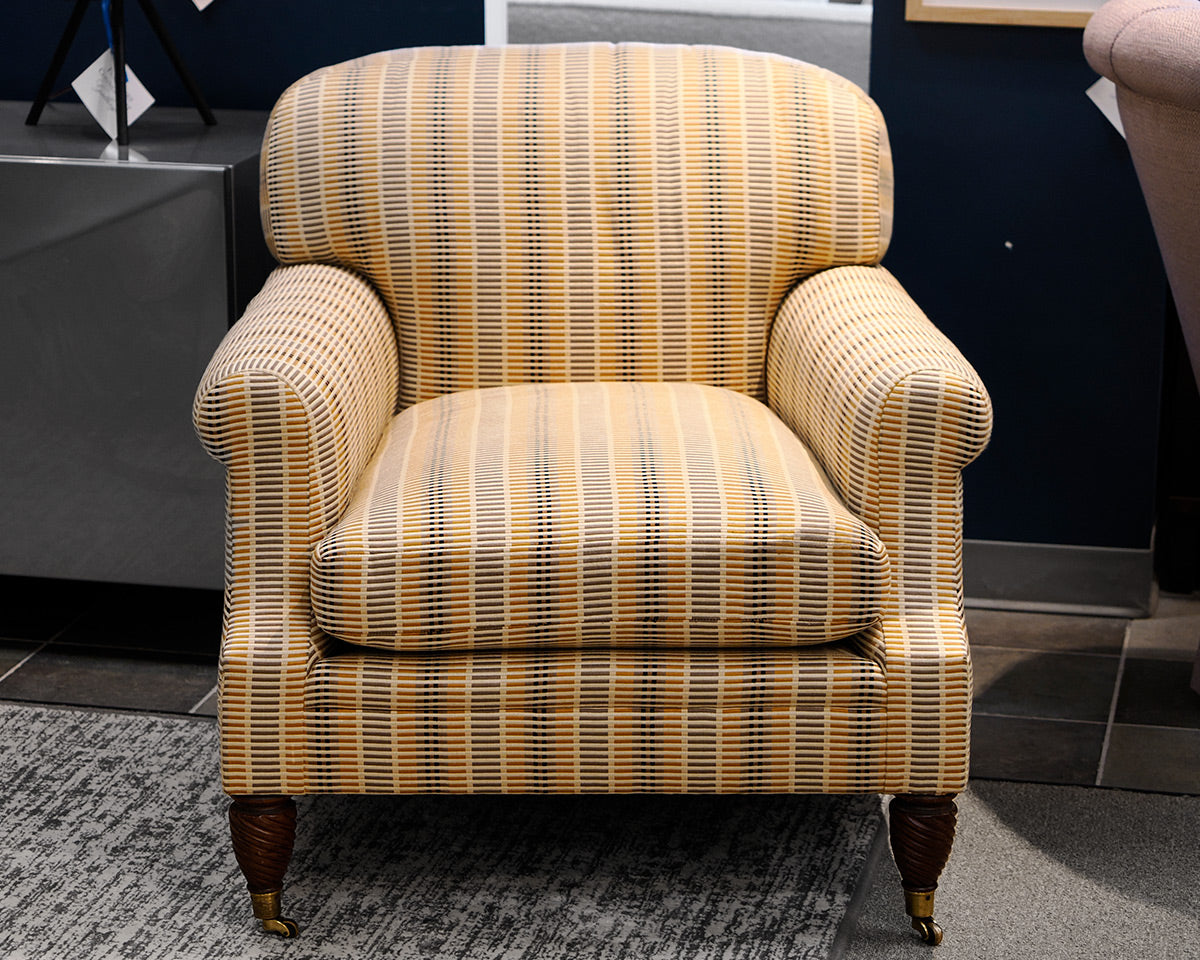 Gold and Black Striped Club Chair
