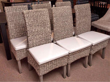 Set of 6 Whitewashed Banana Leaf Side Dining Chairs