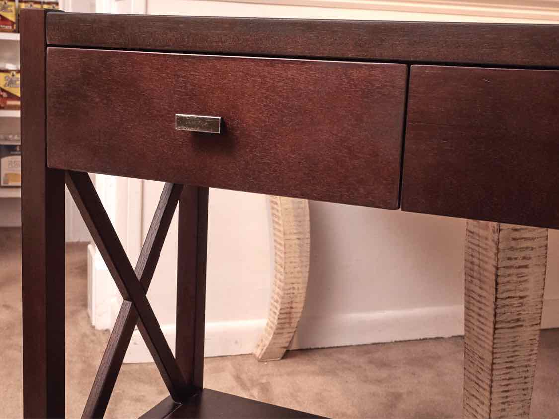 Espresso Finish 2 Drawer Lower Shelf Console
