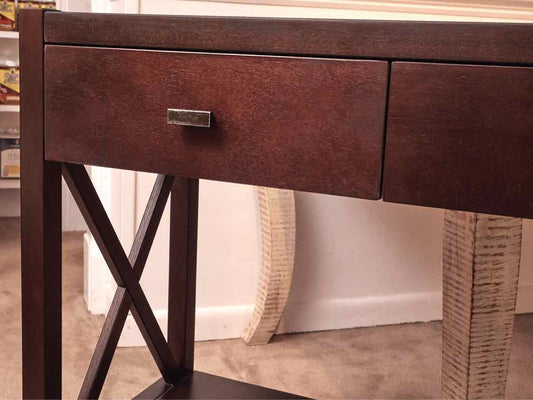 Espresso Finish 2 Drawer Lower Shelf Console