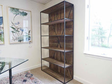 Industrial Metal & Wood Four Shelf Bookcase