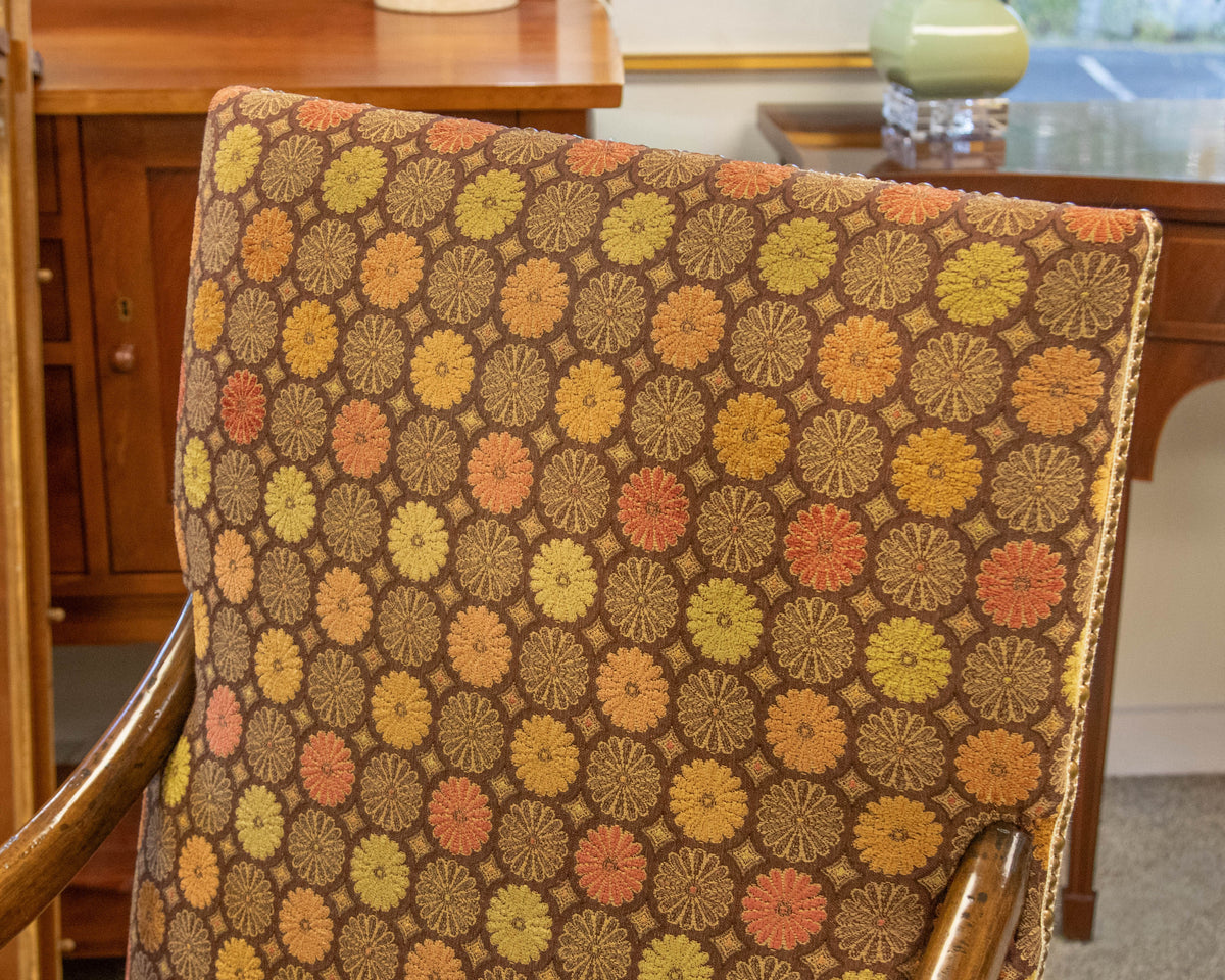 Pair of French Provincial Host & Hostess Chairs W/ Floral Upholstery