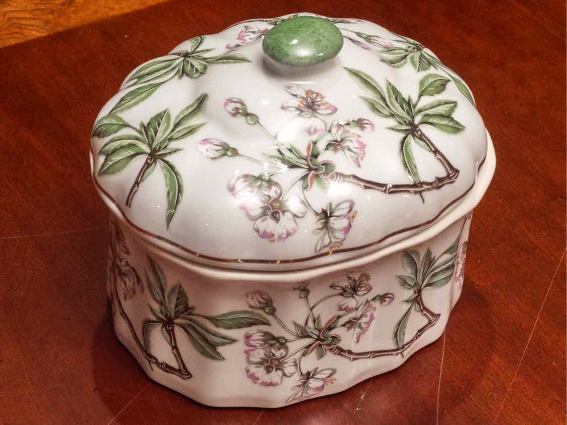 Porcelain Cherry Oval Jar