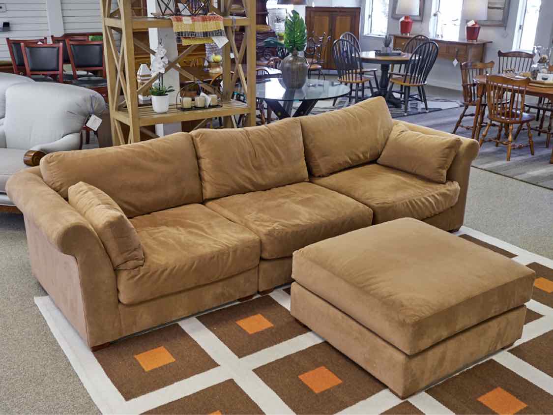 Circle Furniture 3 Piece MicroSuede Sofa with Ottoman
