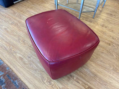 Ethan Allen Crimson Leather Arm Chair & Ottoman