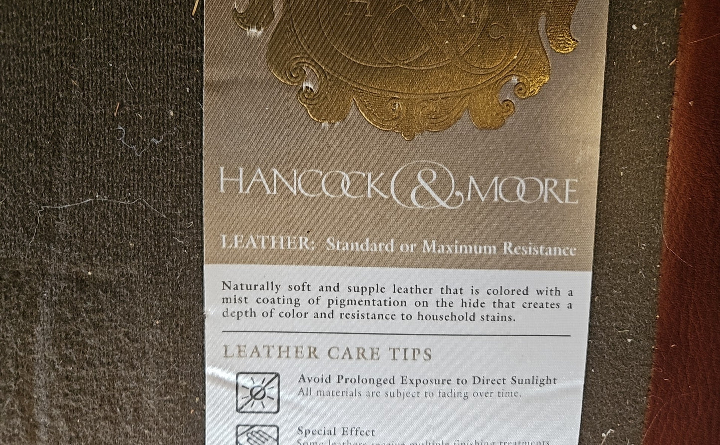 Hancock and Moore Warm Brown Leather Sofa