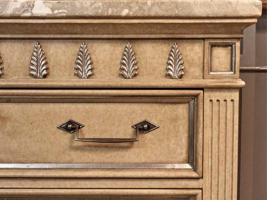 Marge Carson Stone Top Accent Chest in Cream and Silver