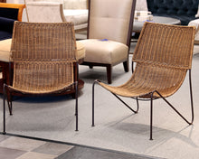 Pair of Frederic Weinberg Wicker and Steel Accent Chairs