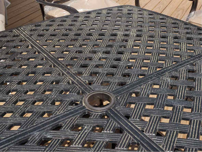 Black Basket Weave Top Metal Pub Outdoor Dining Set