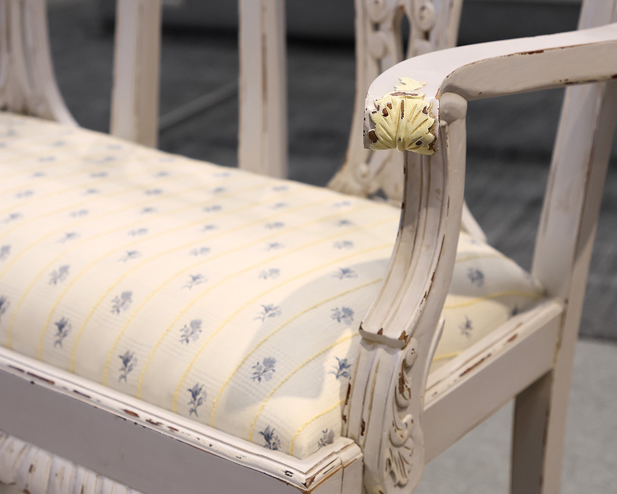 Chippendale White Painted Bench