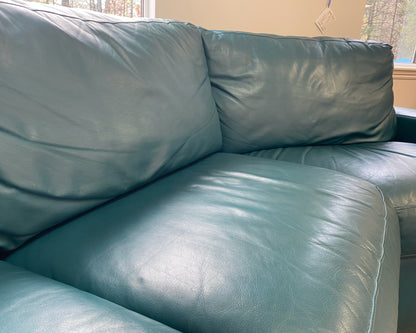 American Leather' Lisben' Wedge 2 Piece Teal Leather Sectional