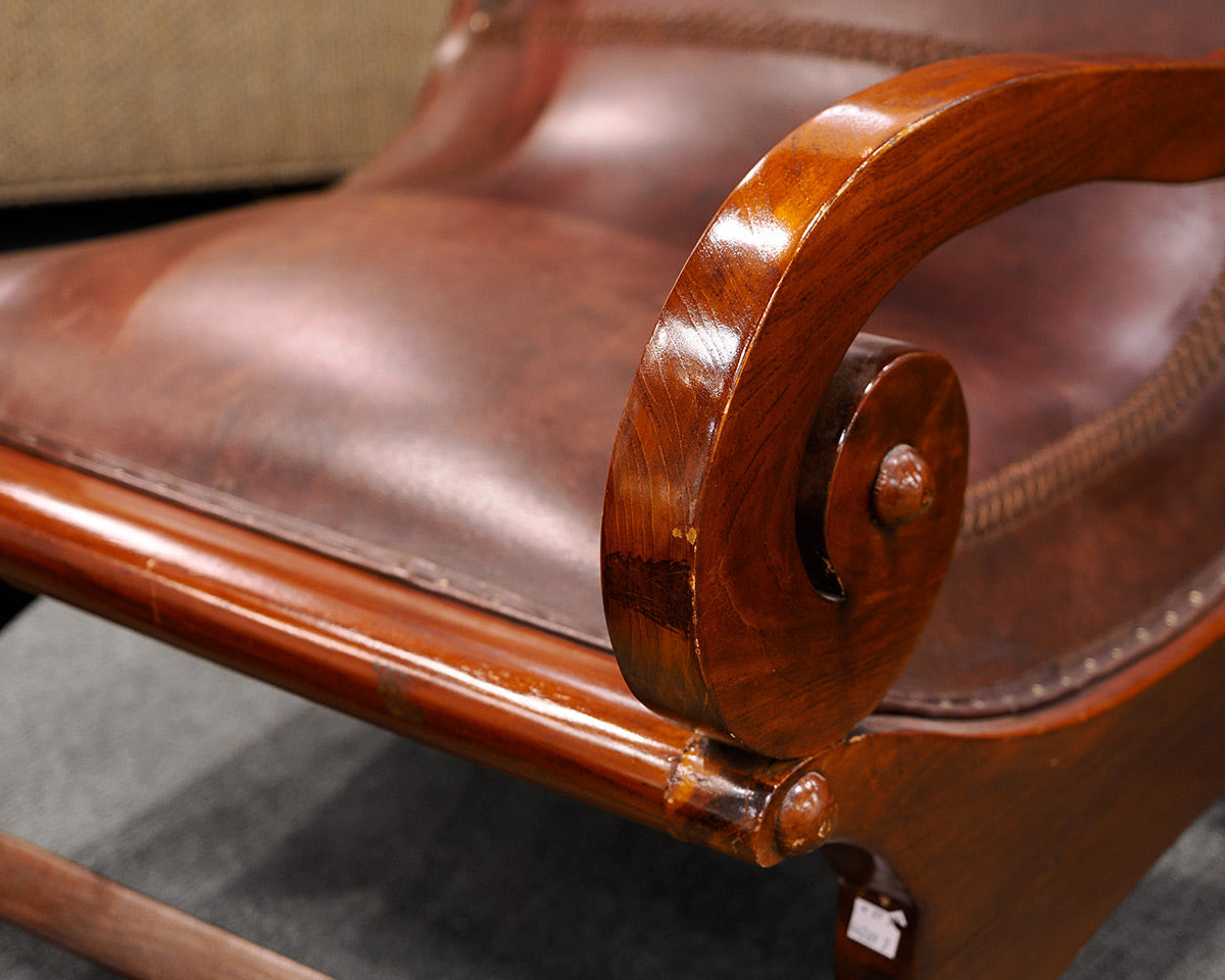Pair of Antique Leather Chairs w/ Ottomans