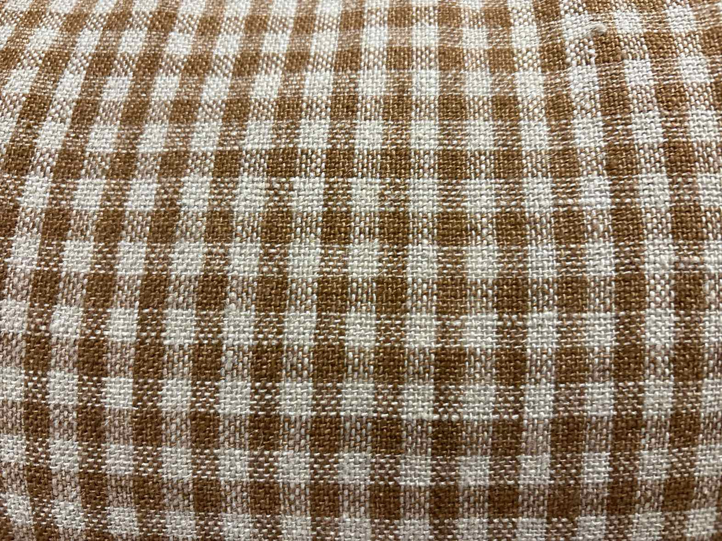 Haomy Nutmeg & Taupe Plaid Linen Lumbar Pillow