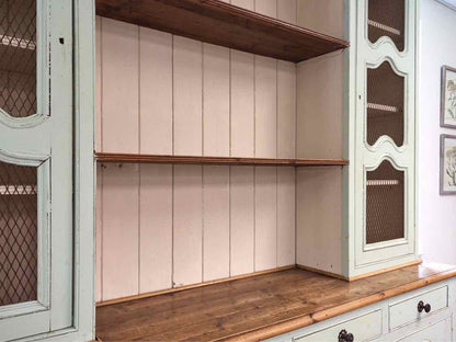 French Country Two Piece China Cabinet in Light Blue