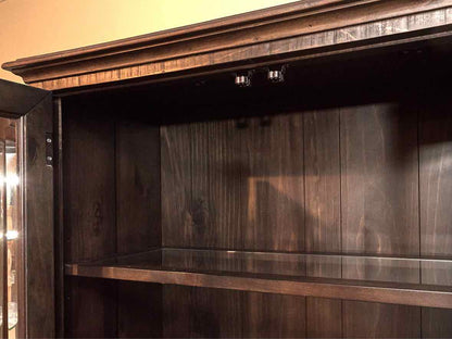 ' Driftwood Charcoal' Finish 2 Glass Door 1 Drawer 3 Shelf  Display Cabinet