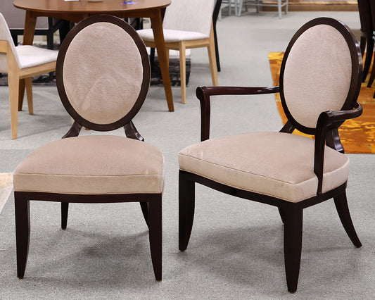 Set of 10 Round Back Mohair Dining Chairs