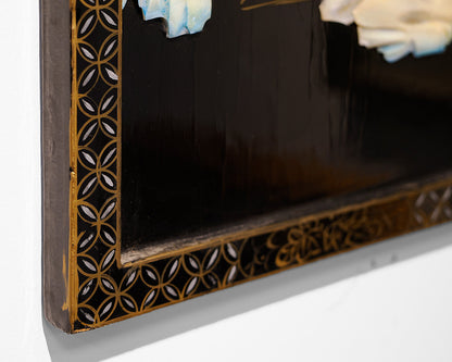 Set of 4 Lacquer and  MOP Inlaid Wall Hangings