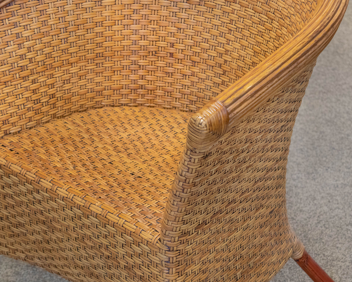 Palacek Bamboo Rattan Wicker Barrel Chair in Honey Finish