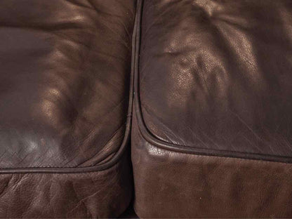 Leather 3 Cushion Sofa In Dark Chocolate