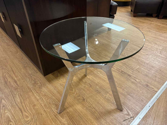 Crate & Barrel 'Elke' Glass Top Side Table