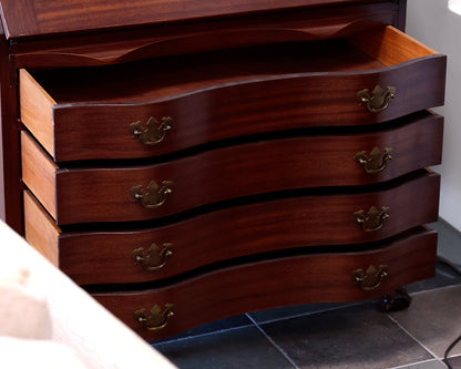Mahogany Serpentine-front Claw Footed Secretary Desk