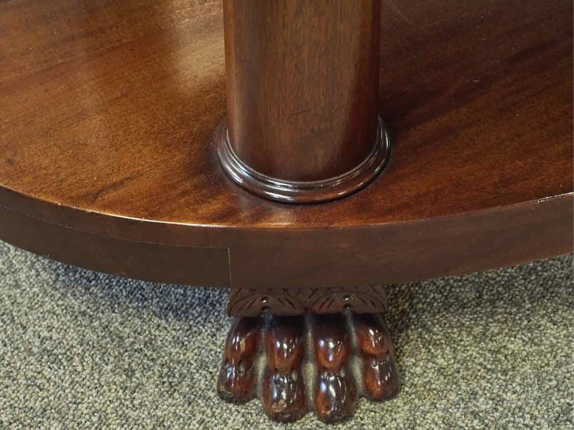 Mahogany Oval Library Table with Paw Feet