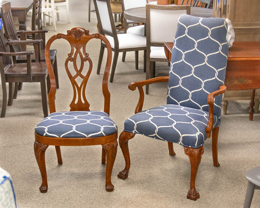 Set of Eight Burlwood Dining Chairs