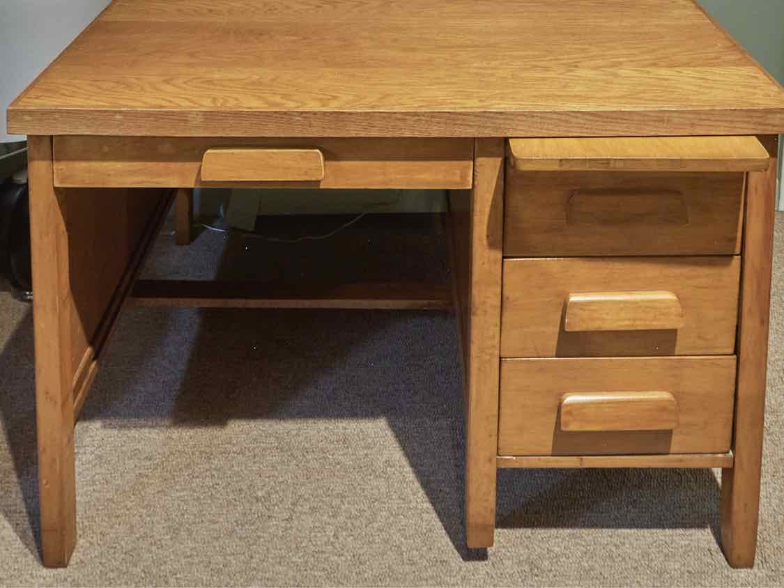 Oak 4 Drawer Desk
