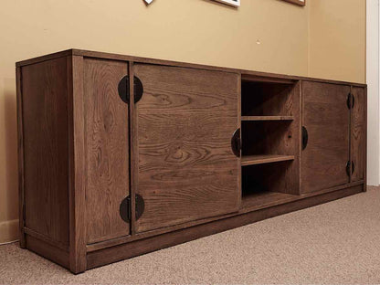 Ethan Allen New Zealand Pine 2 Door 2 Shelf & Side Panel Storage  Media Console