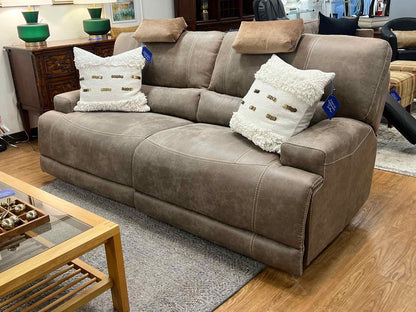 Light Brown Leather Power Reclining Sofa