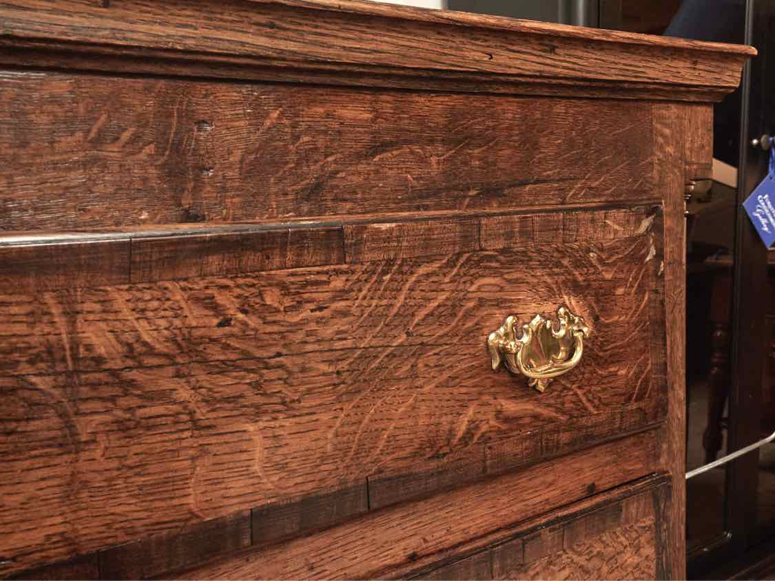 English Antique Walnut 6 Drawer Solid Brass Handles  Chest