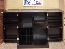 Black Steamer Bar Cabinet with Flip Top & Swing Out Doors