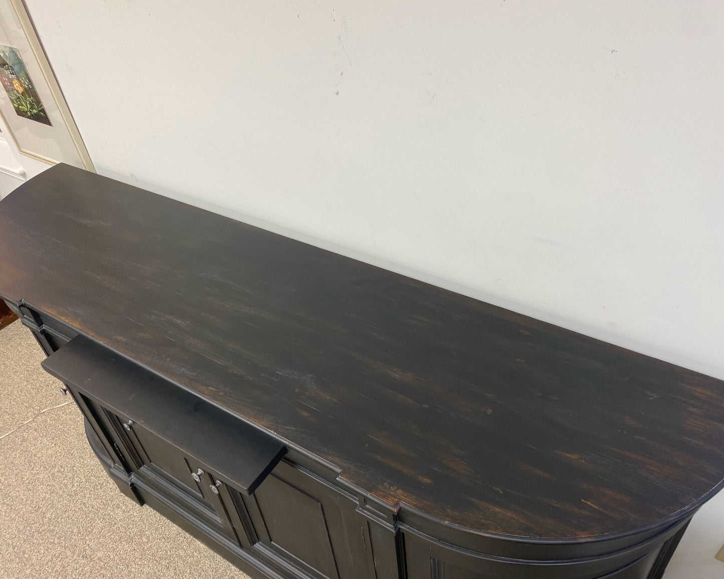 Ethan Allen 'Emanuel' 4 Door Demilune Buffet Rustic Black Finish