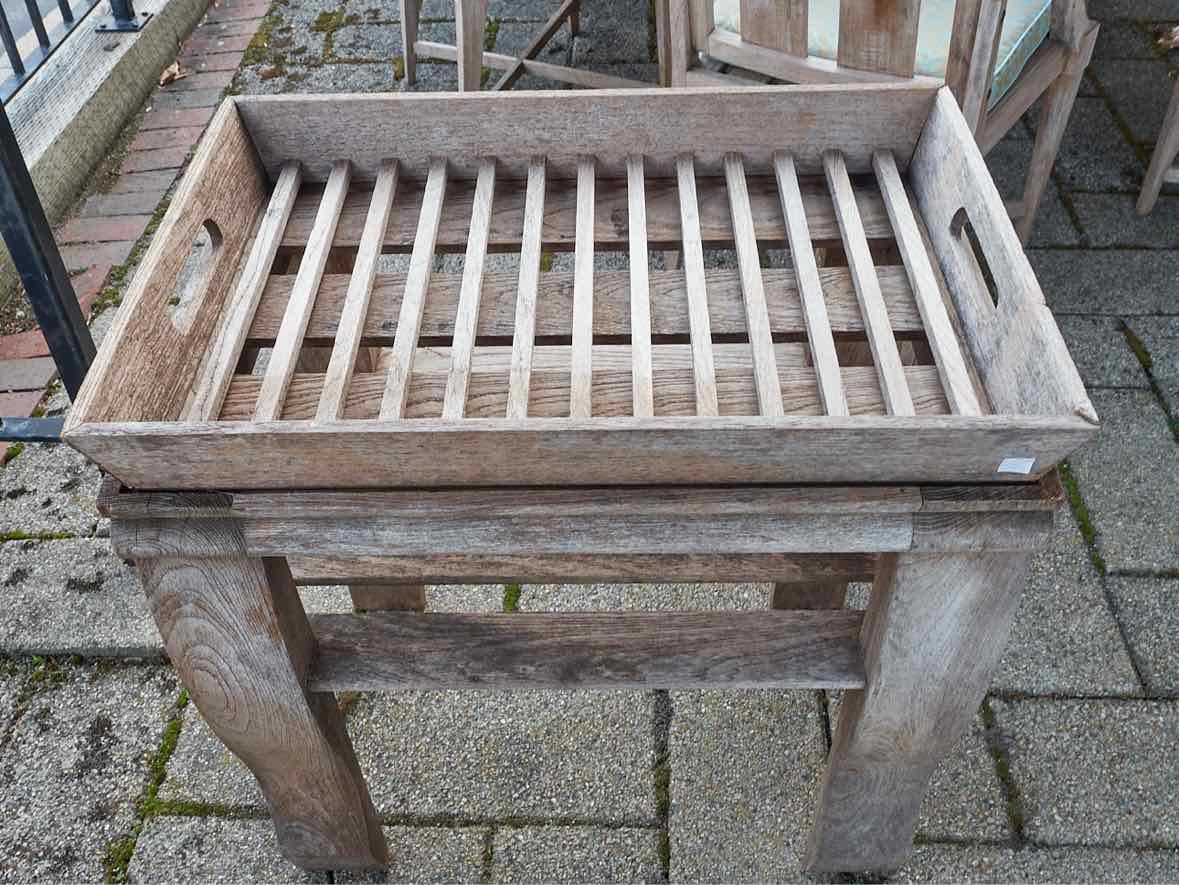 Teak Outdoor Accent Table with Tray Top