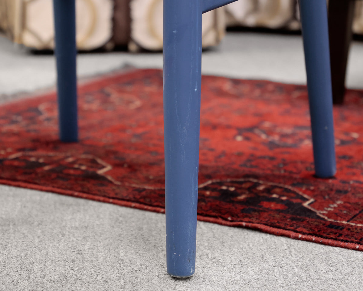 Set of 8 Blue Wishbone Dining Chairs