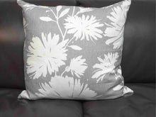 Light Grey & Ivory Floral Design Feather Filled Accent Pillow