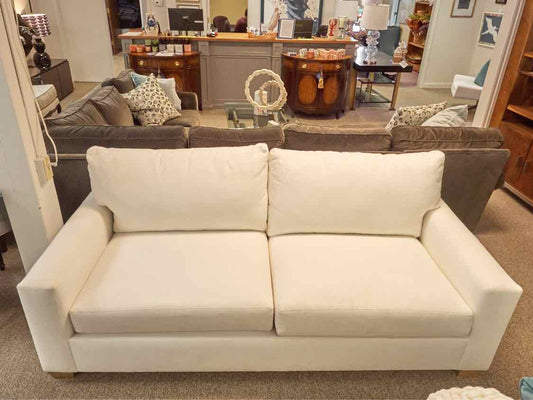 Pottery Barn Comfort Modern Square Arm Grand 87" Sofa in Warm White