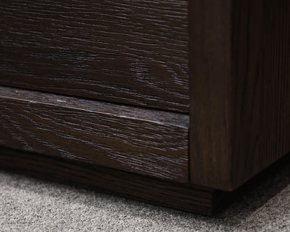 Pair of Restoration Hardware Bezier 26" Open Nightstands in Brown Oak & Steel