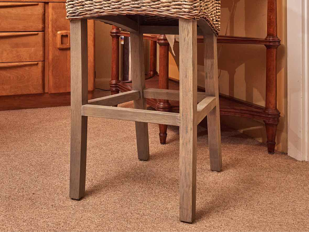 Pair Of Banana Leaf Washed Bar Stools With Cushions