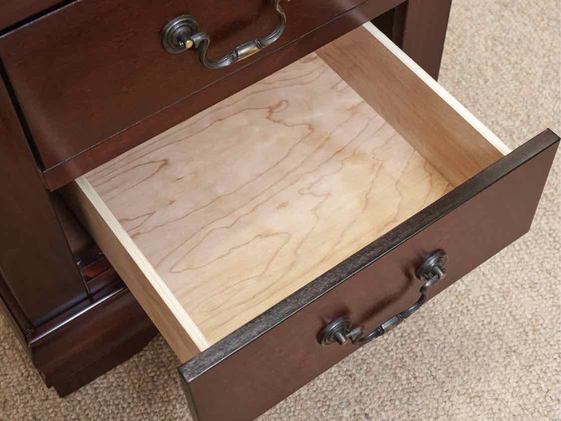 Dark Cherry Louis Phillip Style 2 Drawer Nightstand