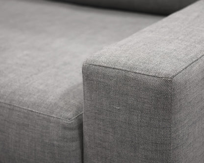 RH Modena Track-Arm Bench Cushion Right Arm Luxe L-Sectional in Grey Linen