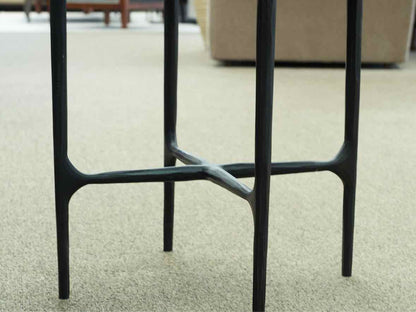 Restoration Hardware Thaddeus White Marble Round  Side Table