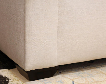 Baker 107" Tufted Shelter-Arm Sofa in White Sand Linen